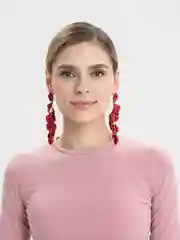 Красный серьги висячие/серьги лепестки/вечерние серьги