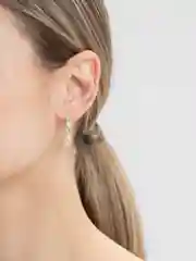 Прозрачный серьги-кольца с камнем, золотистые