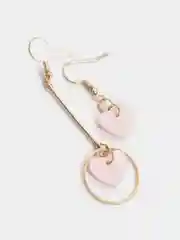 Розовый серьги-подвески с сердечком
