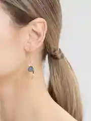 Прозрачный серьги-подвески, золотистые, с камнем