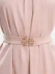 Пудровый платье длинное, мусульманское, из японского шелка