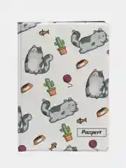 Серый обложка на паспорт "Котопаспорт"