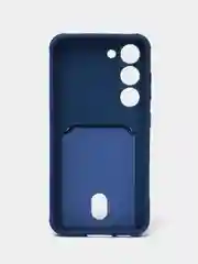 Синий чехол для Samsung Galaxy S23 (Самсунг Галакси С23) силиконовый, с карманом для карты