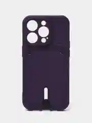 Пурпурный чехол силиконовый для iPhone 7/8/SE/11/12/13/14/15/Plus/Pro Max, с карманом для карты