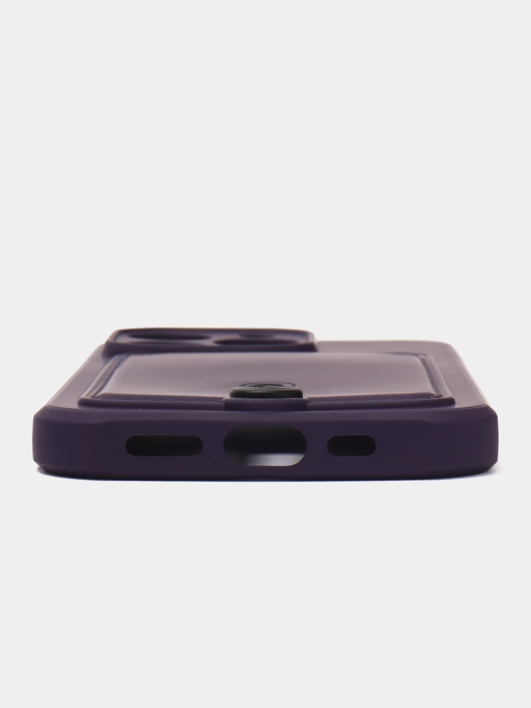 Пурпурный чехол силиконовый для iPhone 7/8/SE/11/12/13/14/15/Plus/Pro Max, с карманом для карты