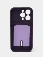 Пурпурный чехол силиконовый для iPhone 7/8/SE/11/12/13/14/15/Plus/Pro Max, с карманом для карты