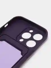 Пурпурный чехол силиконовый для iPhone 7/8/SE/11/12/13/14/15/Plus/Pro Max, с карманом для карты