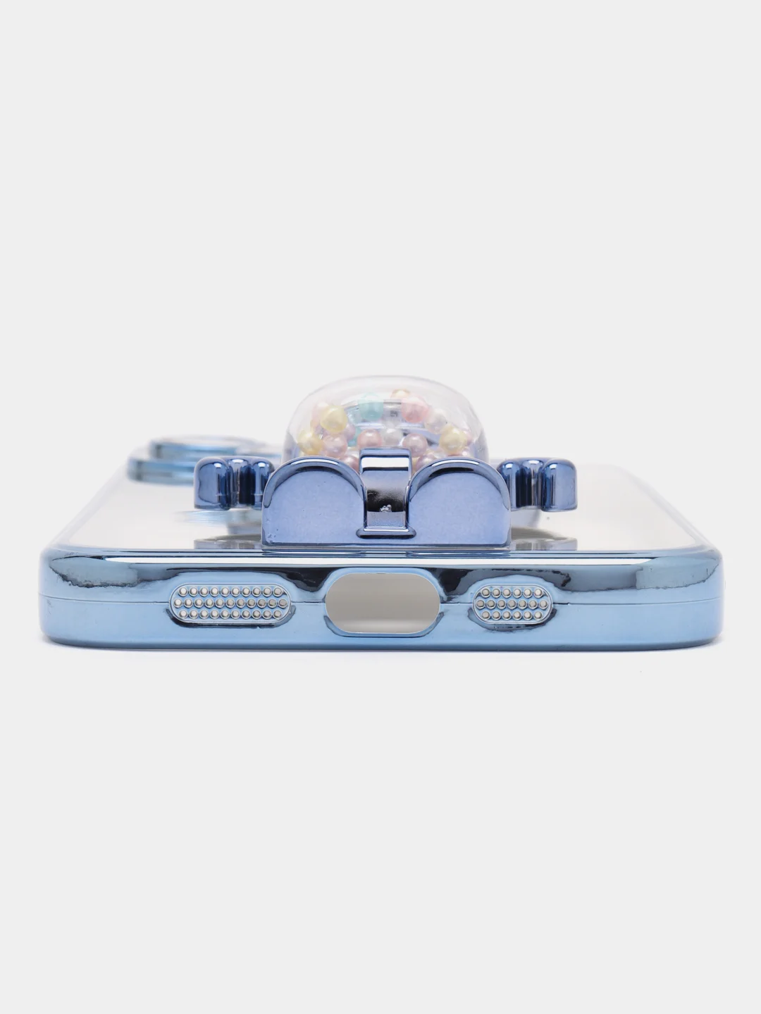 Голубой чехол на Айфон с BearBrick медведь держателем подставкой IPhone XR, 11, 12, 13, 14 Pro Max