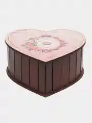 Розовый шкатулка деревяная большая "Сердечко"