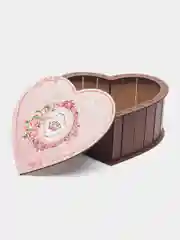 Розовый шкатулка деревяная большая "Сердечко"