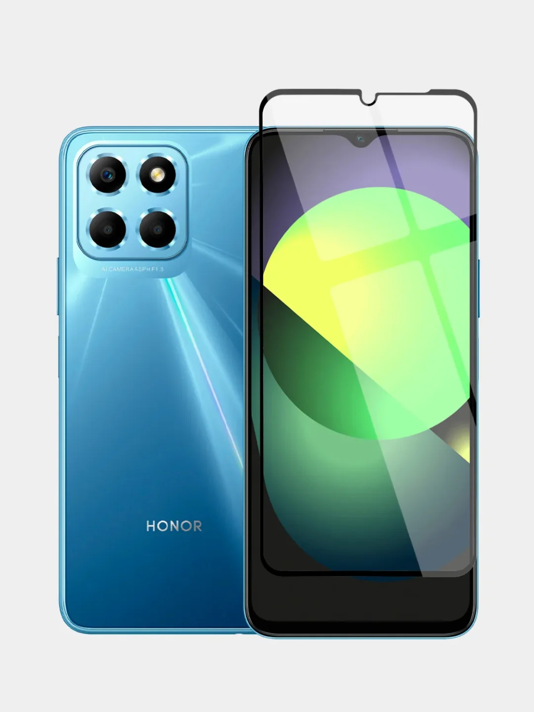 Прозрачный защитное стекло BROSCORP для Honor X6 и X8 5G с олеофобным покрытием и черной рамкой