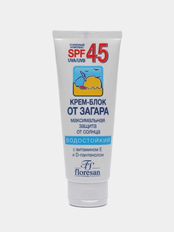 Крем-блок для лица от загара, водостойкий, SPF 45, 60 мл