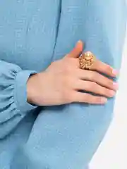 Бежевый кольцо женское с искусственным жемчугом