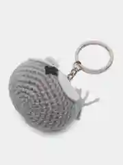 Серый металлик брелок "Сова", ручная работа, вязаный