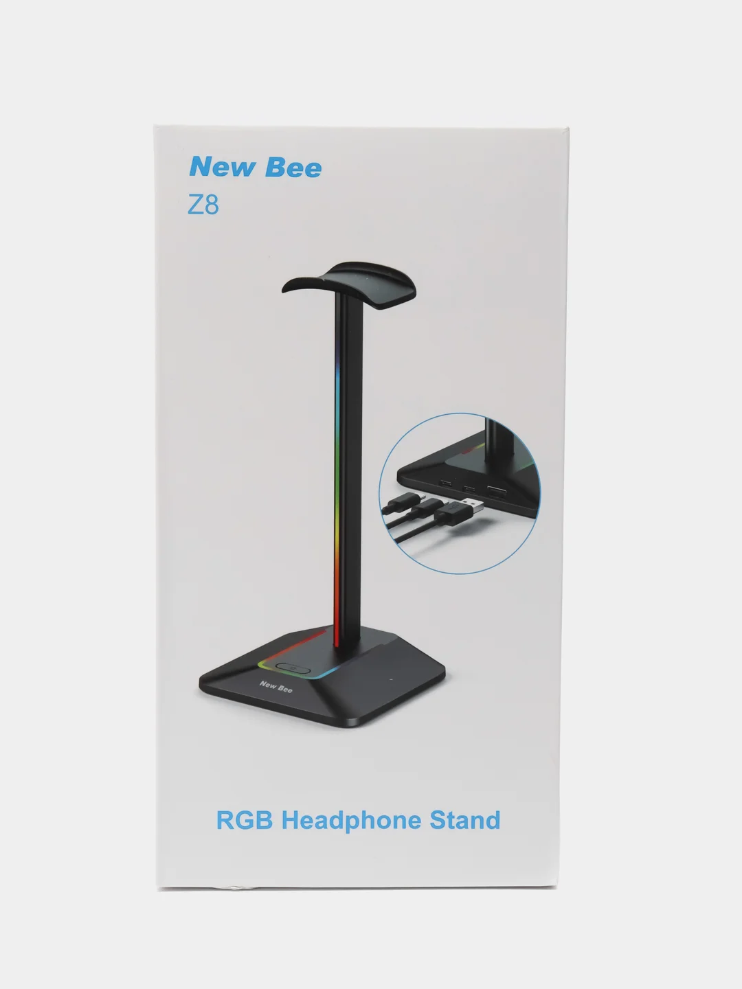 Серебряный подставка стойка для наушников, с RGB подсветкой и USB