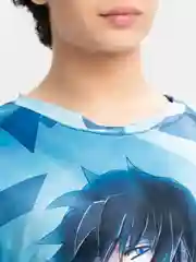 Голубой футболка мужская Аниме с принтом, 3D