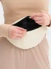 Бежевый поясная сумка-бананка, из экокожи