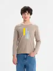 Песочный хаки футболка с длинными рукавами