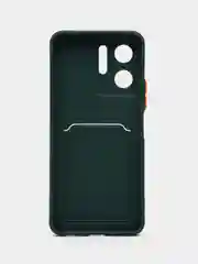 Зеленый силиконовый чехол для Vivo Y16 (Виво У16), с карманом для карт