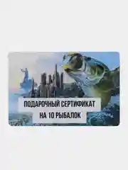 Бежевый подарочный сертификат на рыбалку, с наклейками.Открытка .Прикол