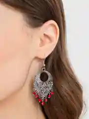 Красный серьги в восточном стиле, этнические серьги