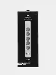 Белый сетевой фильтр Harper UCH-510, 10 метров, 5 розеток, 3 USB, 4000 Вт