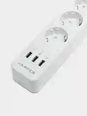 Белый сетевой фильтр Harper UCH-510, 10 метров, 5 розеток, 3 USB, 4000 Вт