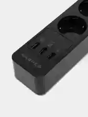 Черный сетевой фильтр Harper UCH-510, 10 метров, 5 розеток, 3 USB, 4000 Вт