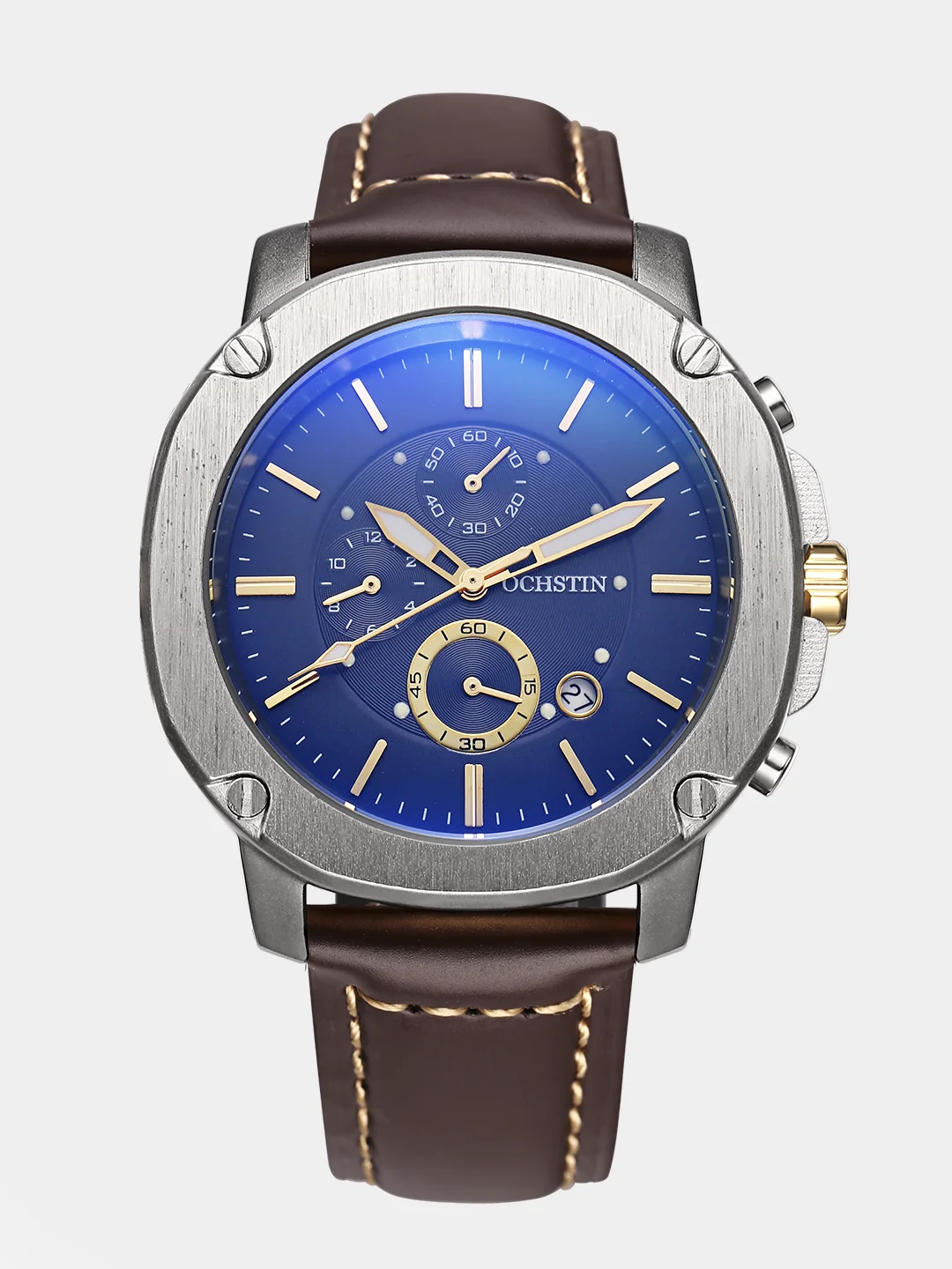 Коричневый мужские наручные часы Ochstin 6039A с хронографом в подарочной упаковке