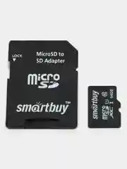 Черный карта памяти MicroSDHC Smartbuy 64 gb