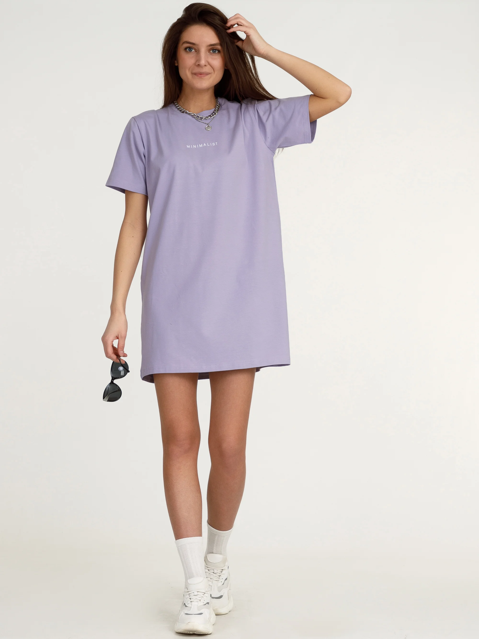 Платье-футболка Oversize с принтом, короткое