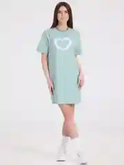 Мятный платье-футболка Oversize с принтом, короткое