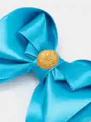 Лазурный бант  для волос - зажим ручная работа, в подарочной упаковке, 11 х 7 см
