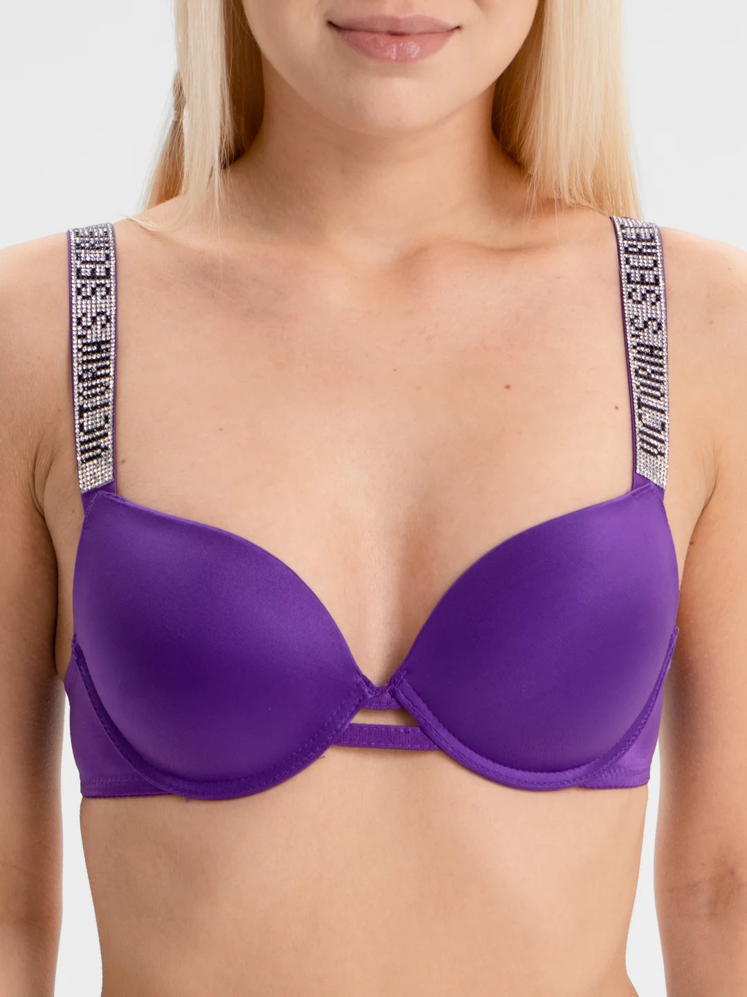 Фиолетовый комплект женского нижнего белья Victoria Secret: бюстгальтер и трусы