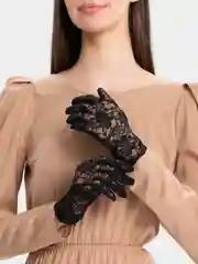 Черный перчатки ажурные