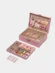 Кораллово-розовый подарочный детский набор, с аксессуарами для волос, резинки, заколки