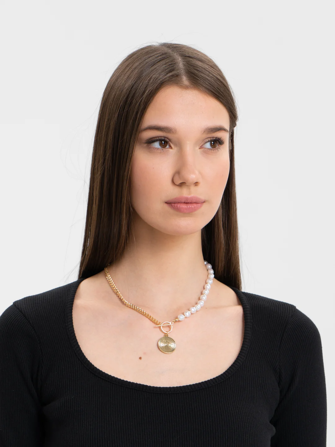 Золотой цепочка женская на шею Crystal, с подвеской