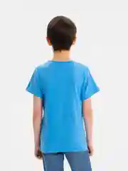 Небесно-голубой футболка для мальчика, с принтом, хлопок, 8-12 лет