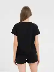 Черный костюм спортивный женский футболка с шортами