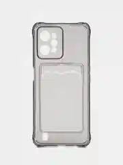 Серый силиконовый чехол для Realme C31 (Реалми С31), с карманом для карт, прозрачный