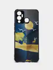Бордовый чехол для Infinix Hot 12 play, с защитой камеры и рисунками