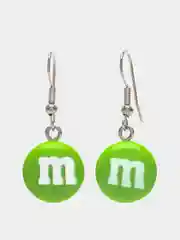 Салатовый серьги M&M's, пара