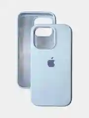 Голубой чехол Silicone Case iPhone 11, 12, 13, 14, Pro, Pro Max, с закрытым низом, кейс