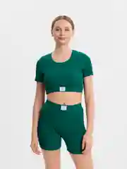 Зеленый женский костюм спортивный: топ и шорты, для фитнеса
