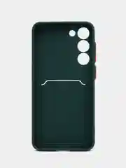 Зеленый чехол для Samsung Galaxy S23/S23 Ultra/S23 Plus, с карманом для карт, прозрачный