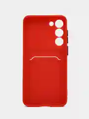 Красный чехол для Samsung Galaxy S23/S23 Ultra/S23 Plus, с карманом для карт, прозрачный