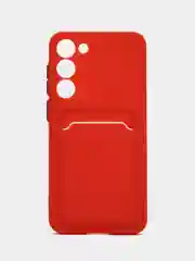 Красный чехол для Samsung Galaxy S23/S23 Ultra/S23 Plus, с карманом для карт, прозрачный