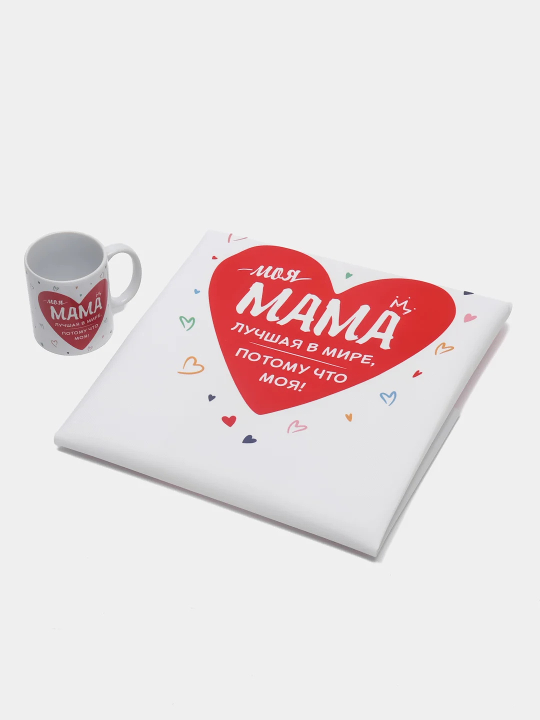 Коралловый подарочный набор маме: фартук + кружка