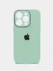 Бирюзовый чехол для iPhone, силиконовый, со стеклянной панелью