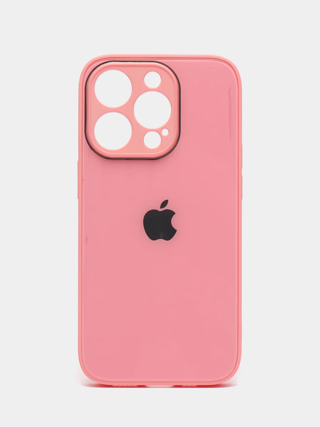 Розовый чехол для iPhone, силиконовый, со стеклянной панелью
